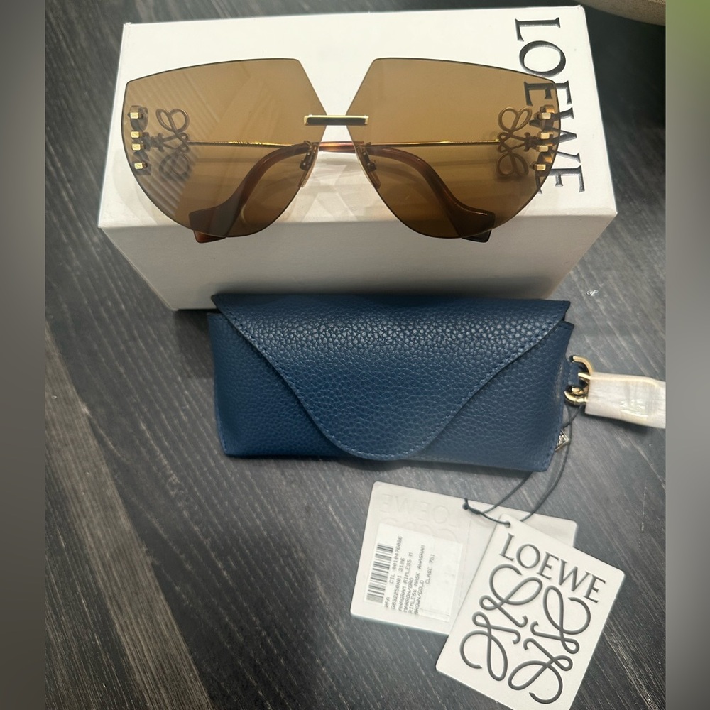 LOEWE ANAGRAM RIMLESS MASK SUNGLASSES BROWN/GOLD